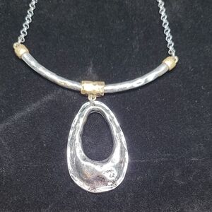 Elegant Silver and Gold Pendant Necklace